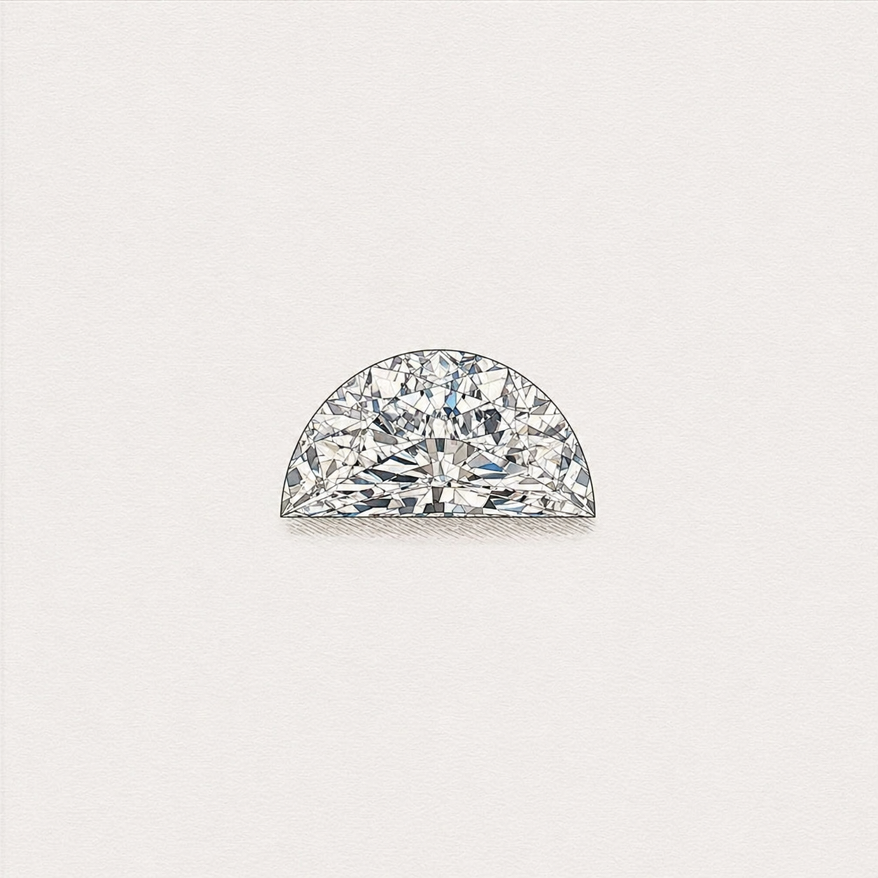 Lab-grown half-moon cut diamond