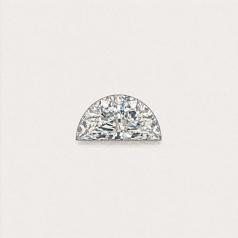 Lab-grown half-moon cut diamond