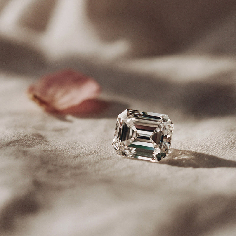 Emerald cut lab-grown diamond