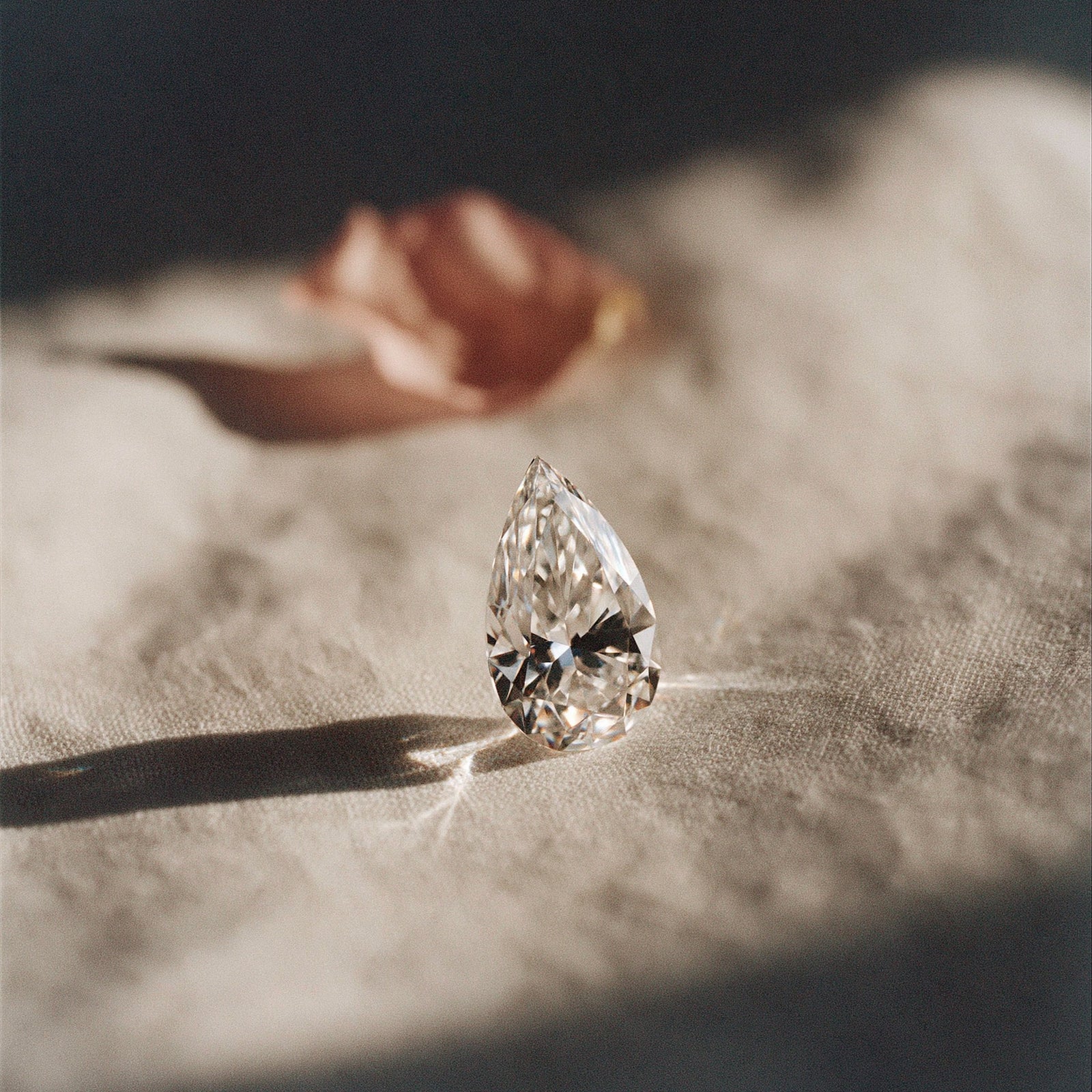 Lab-grown pear cut diamond