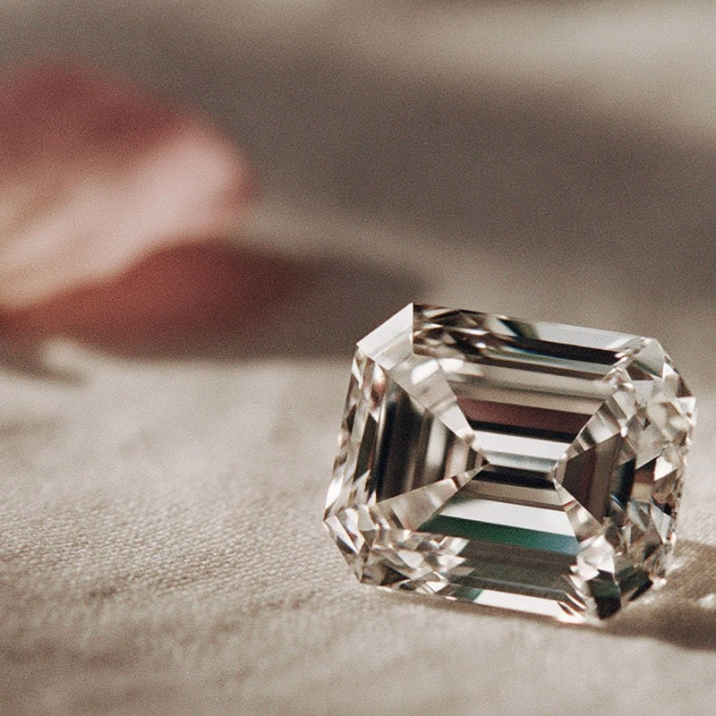 Emerald cut lab-grown diamond